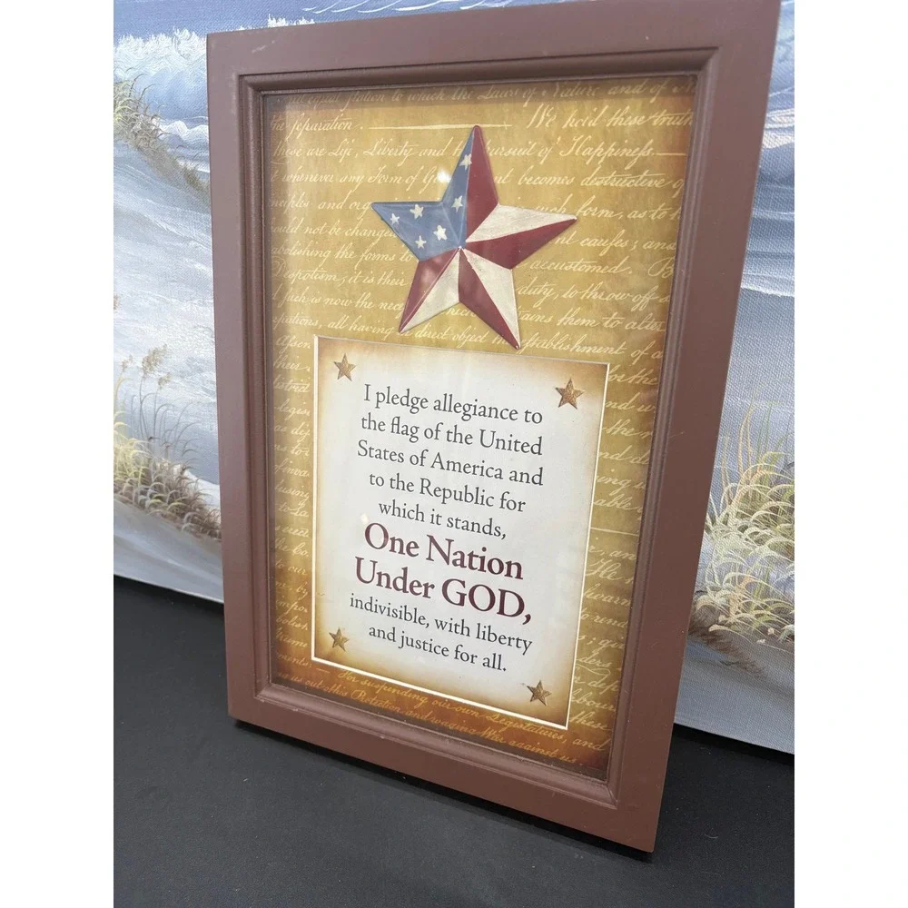 Heartfelt Collection Pledge of Allegiance Framed Wall Art One Nation Under God